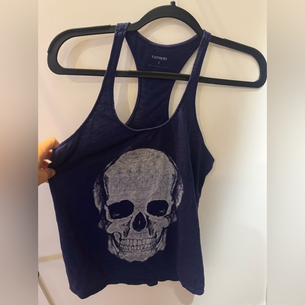 Express Dark Blue Skull Graphic Tank